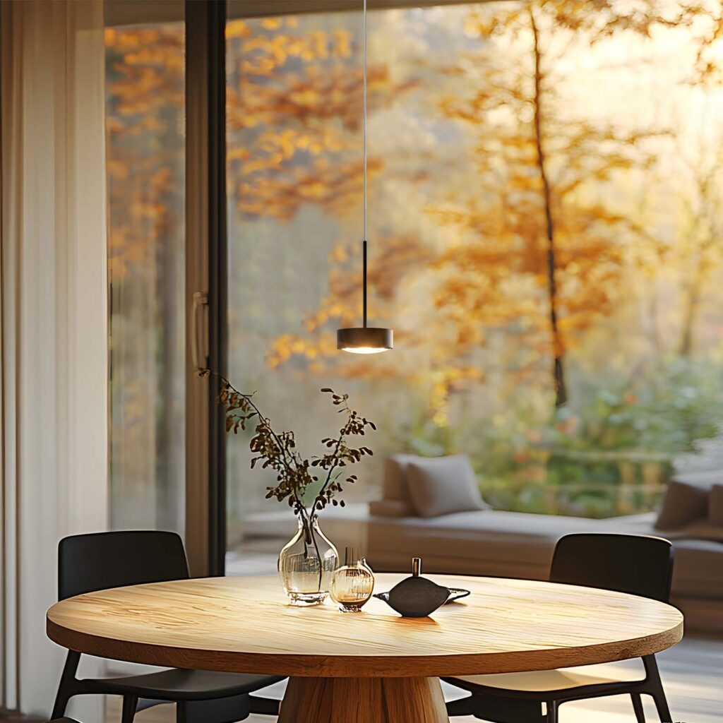 klyp pendel boven tafel natuurhout