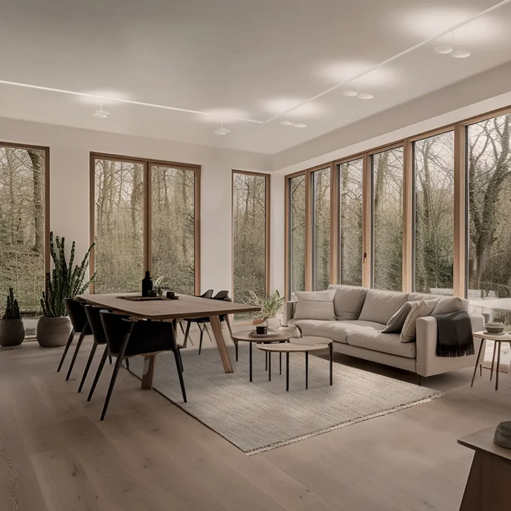 Up lamp van Bruck in een luxe woonkamer